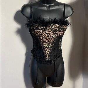 Juliara Before Anything Else Small Leopard Print Lingerie Feathers